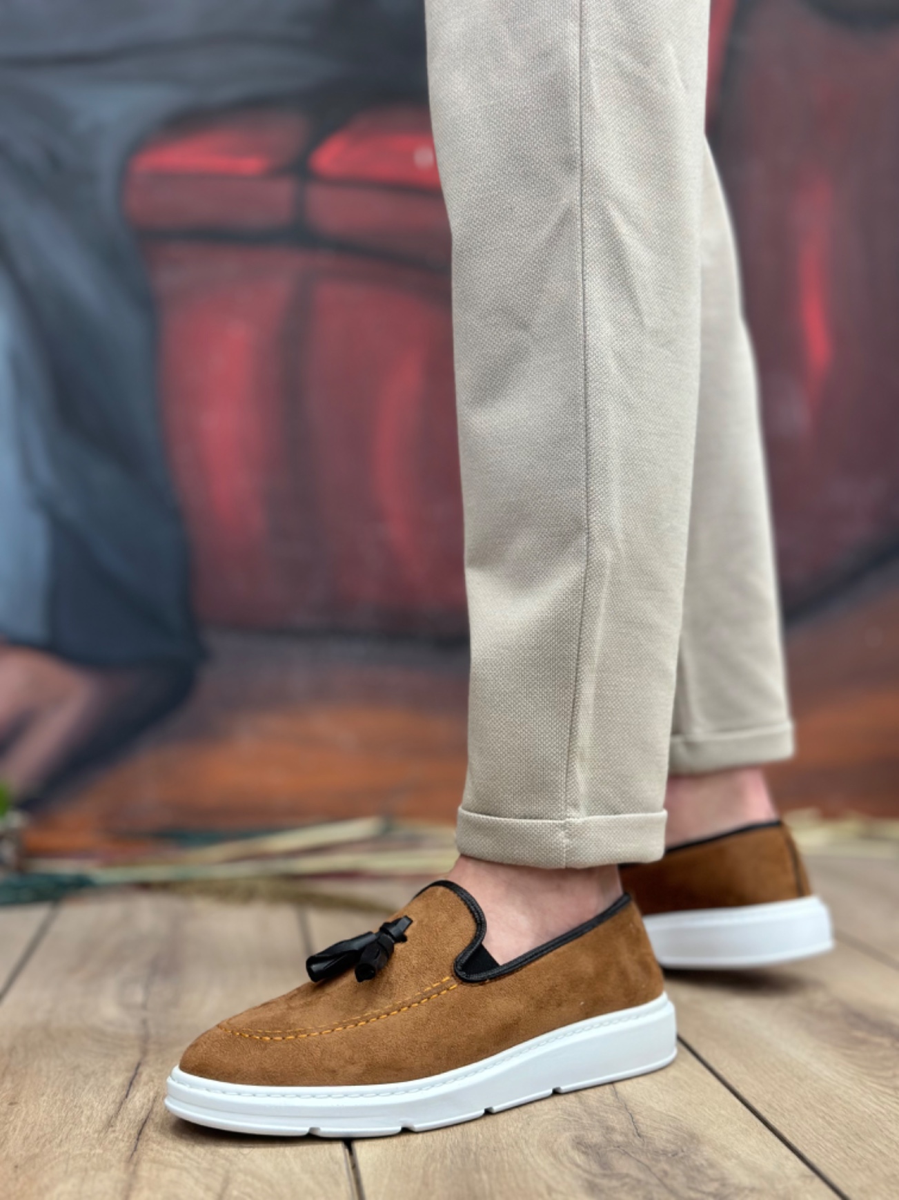 BA0005 Bağcıksız Yüksek Taban Klasik Püsküllü Corcik Erkek Ayakkabı